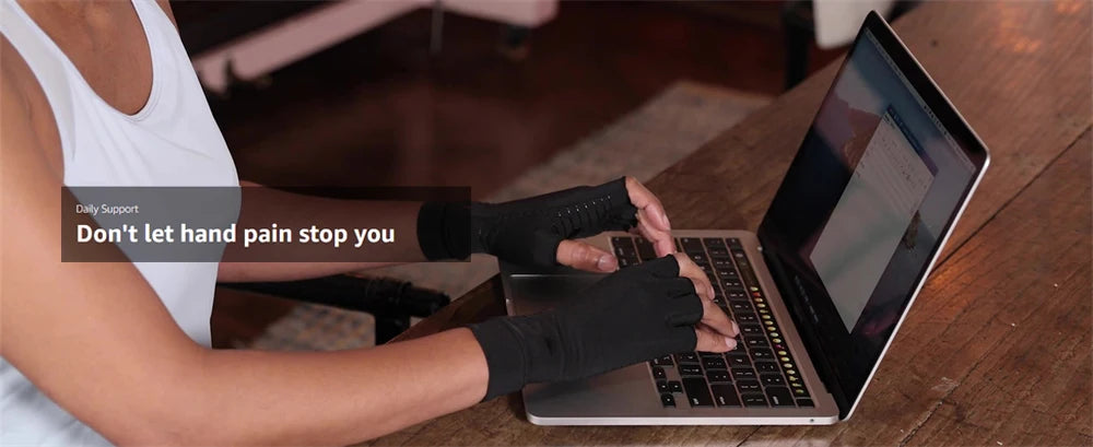 1Pair Copper Arthritis Compression Gloves,Relieve Hand Pain Swelling and Carpal Tunnel Fingerless for Typing, Support for Joints