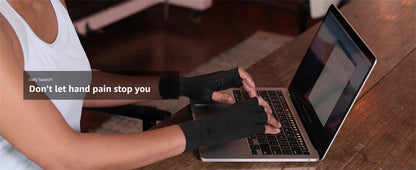 1Pair Copper Arthritis Compression Gloves,Relieve Hand Pain Swelling and Carpal Tunnel Fingerless for Typing, Support for Joints